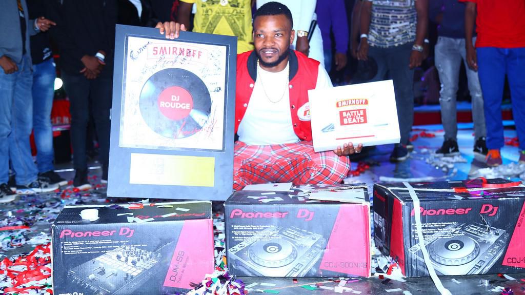 DJ Roudge displays his new DJ Decks setup after being crowned the winner of Smirnoff Battle of the Beats
