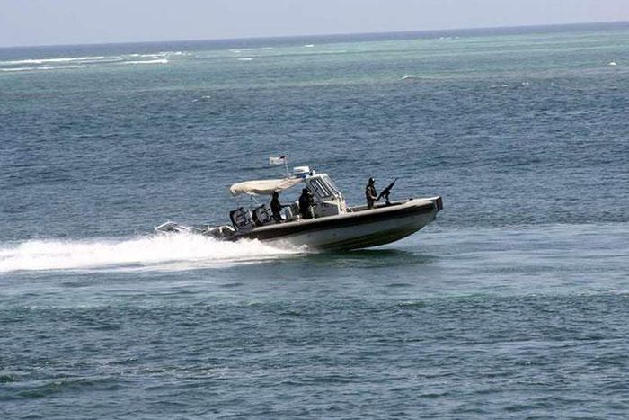 Kenya Navy boat patrolling the sea
