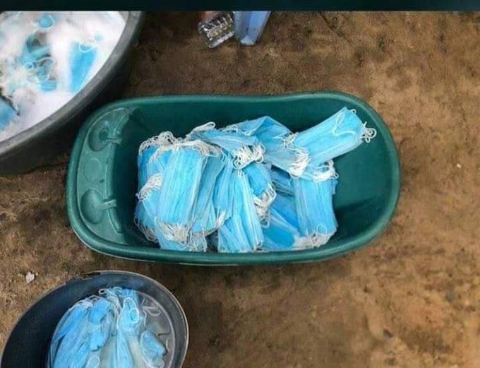 Hawkers caught washing surgical face masks