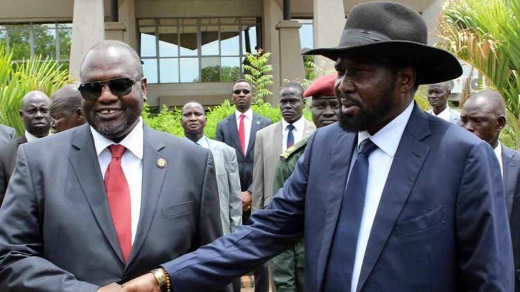 Salva Kiir with Riek Machar-the key players in the South Sudan peace process