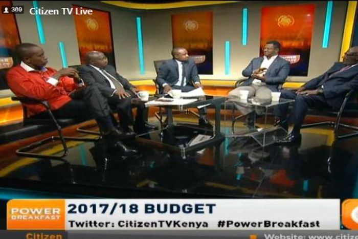 A screen-grab of lawyer Karanja Kabage appearing on Citizen TV with other panelists