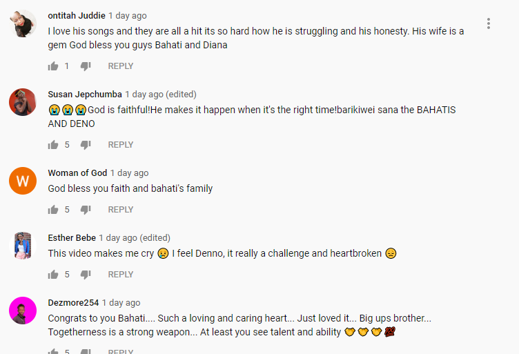 Fans shower gospel singer Denno’s wife with Praises after emotional story on Bahati Reality