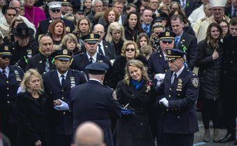 A Police Funeral in a Quiet Harbor Town Brings a Sea of Blue