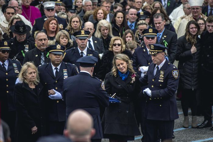 A Police Funeral in a Quiet Harbor Town Brings a Sea of Blue