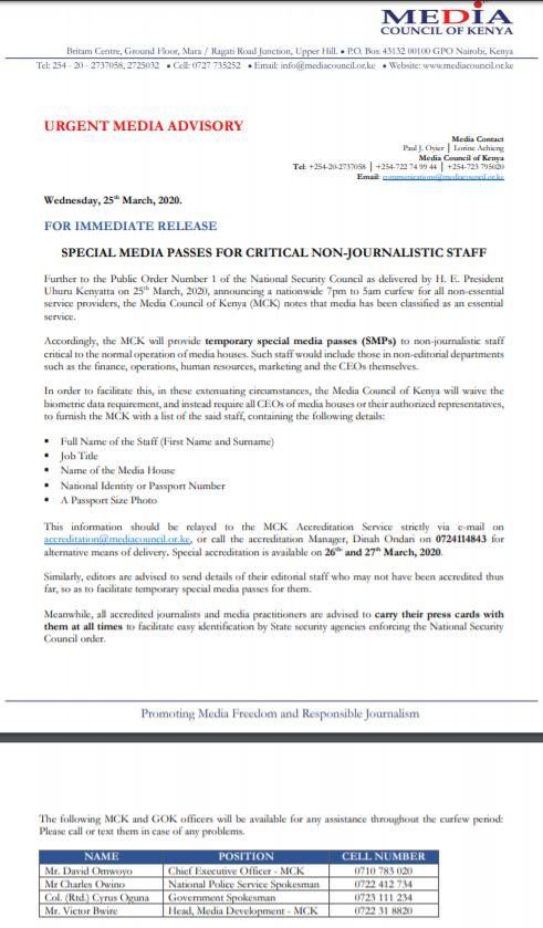 MCK statement on accreditation of critical non-journalistic staff