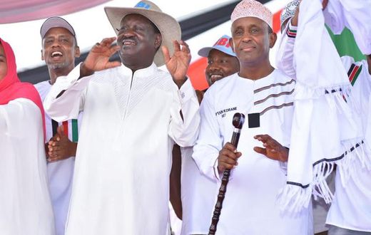 Raila Odinga and other leaders at the BBI rally in Garissa