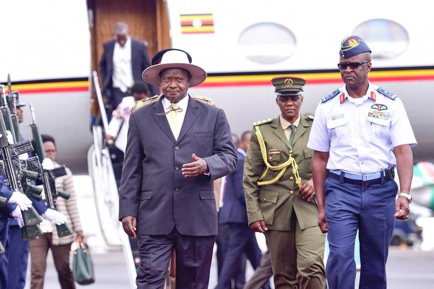 President Museveni arrives in Kenya for the Blue Economy Conference