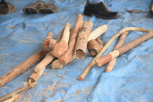 Some of the crude weapons recovered by the police during the raid 3