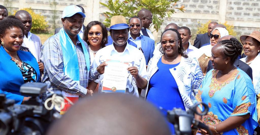 Wiper party leader Kalonzo musyoka hands over nomination ticket to Julius Mawathe for the Embakasi South national assembly seat (Twitter)