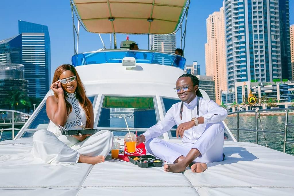 Bahati and his Queen at the Dubai Marina Yacht Club (Instagram)