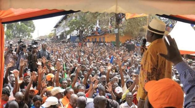 Raila Odinga addressing Kibra residents