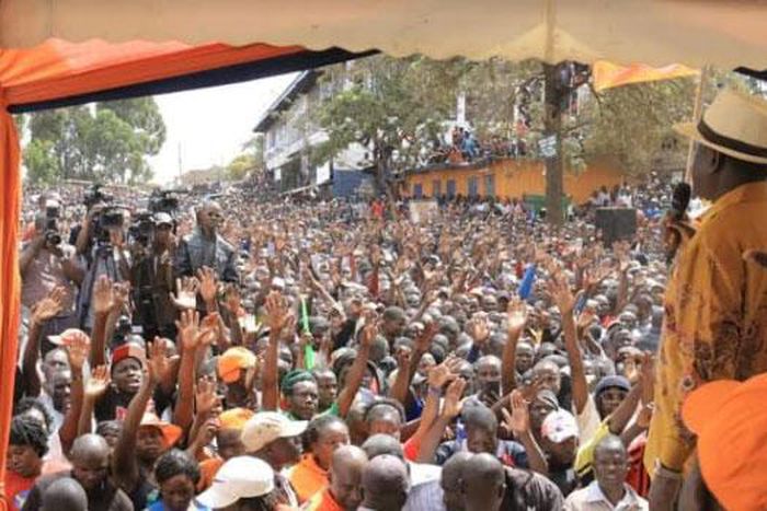 Raila Odinga addressing Kibra residents