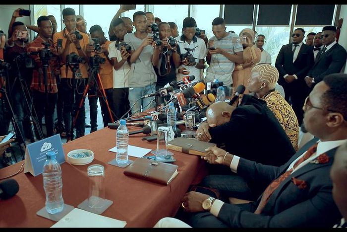 Harmonize  at a past presser