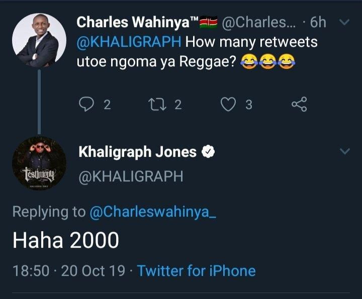 Khaligraph Jones to drop Reggae song after dare by Twitter influencer
