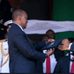 CBK Governor Patrick Njoroge presents the new generation notes to President Uhuru Kenyatta on 01 June 2019  during the Madaraka Day celebrations in Narok