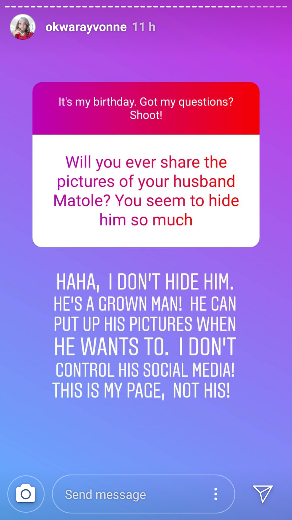 Yvonne responds (Instagram)