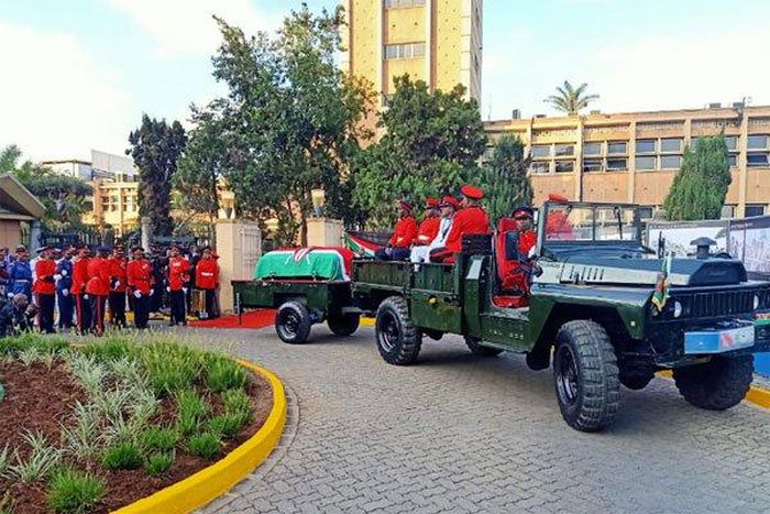 Emotions run high as Mzee Moi’s body arrives in parliament for public viewing [Photos]