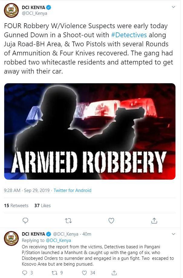 4 killed in fierce gun battle along busy road in Nairobi