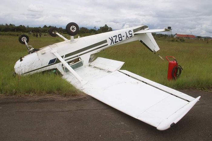 Light aircraft crash lands at the Nyaribo Airtstrip in Mweiga, Nyeri