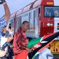 President Uhuru Kenyatta flags off one of the SGR trains during the launch of the cargo service on May 30