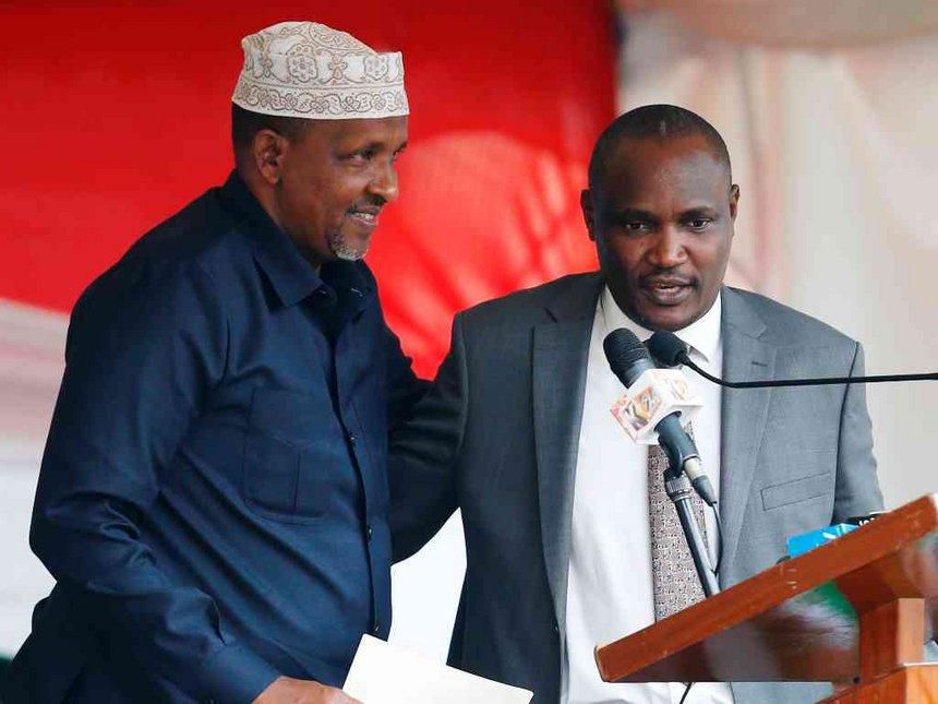 National Assembly Majority Leader Aden Duale with Minority Leader John Mbadi during a past public function