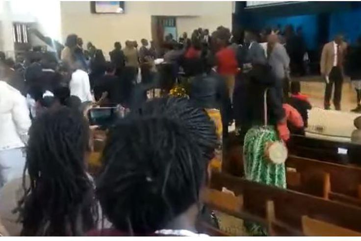A screen-grab image of the chaos at Nairobi Central SDA church