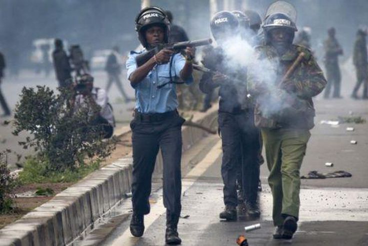 File image of police using teargas to disperse protesters
