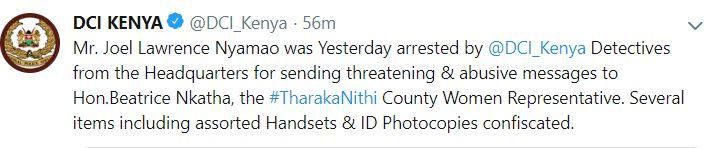 Man arrested for threatening Woman Rep