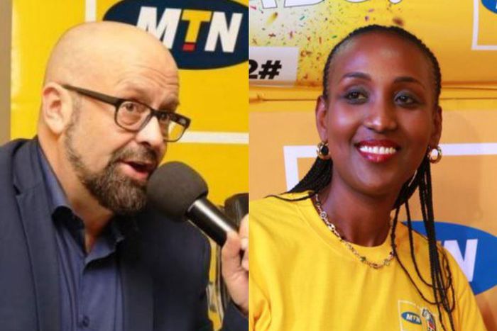 MTN's Chief Marketing Officer Olivier Prentout and Head of Sales and Distribution Annie Bilenge Tabura (Twitter)