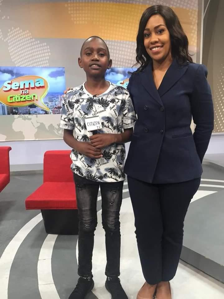 Journalist Victoria Rubadiri with student Levis Saule