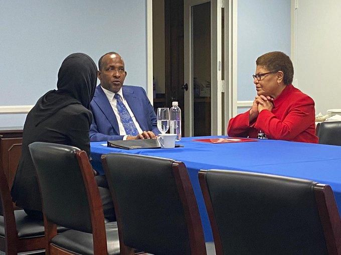 House Majority Leader Aden Duale with Congresswomen Ilhan Omar and Karen Bass