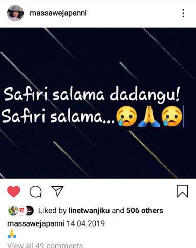 Radio Jambo presenter Massawe Japanni in mourning