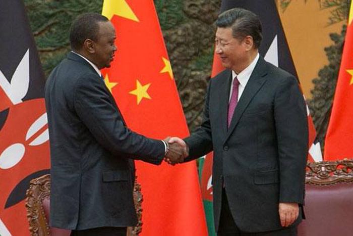 File image of President Kenyatta with Chinese leader Xi Jinping