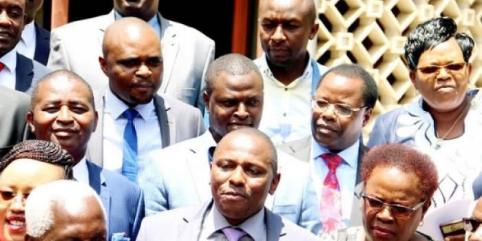 File image of politicians allied to the Tangatanga outfit at a past press conference