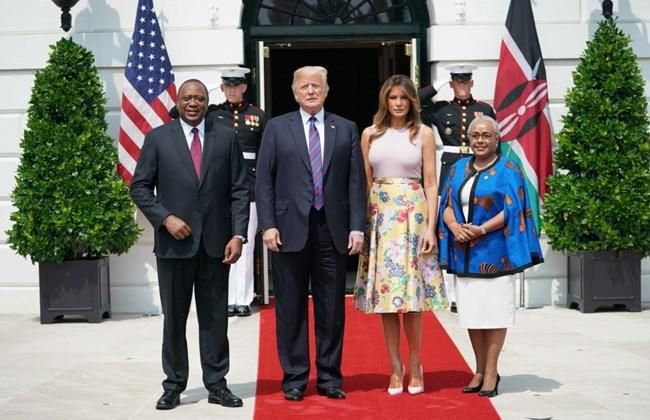 File image of Kenya's President Uhuru Kenyatta, US President Donald Trump, America's First Lady Melania Trump and Kenyan First Lady Margaret Kenyatta