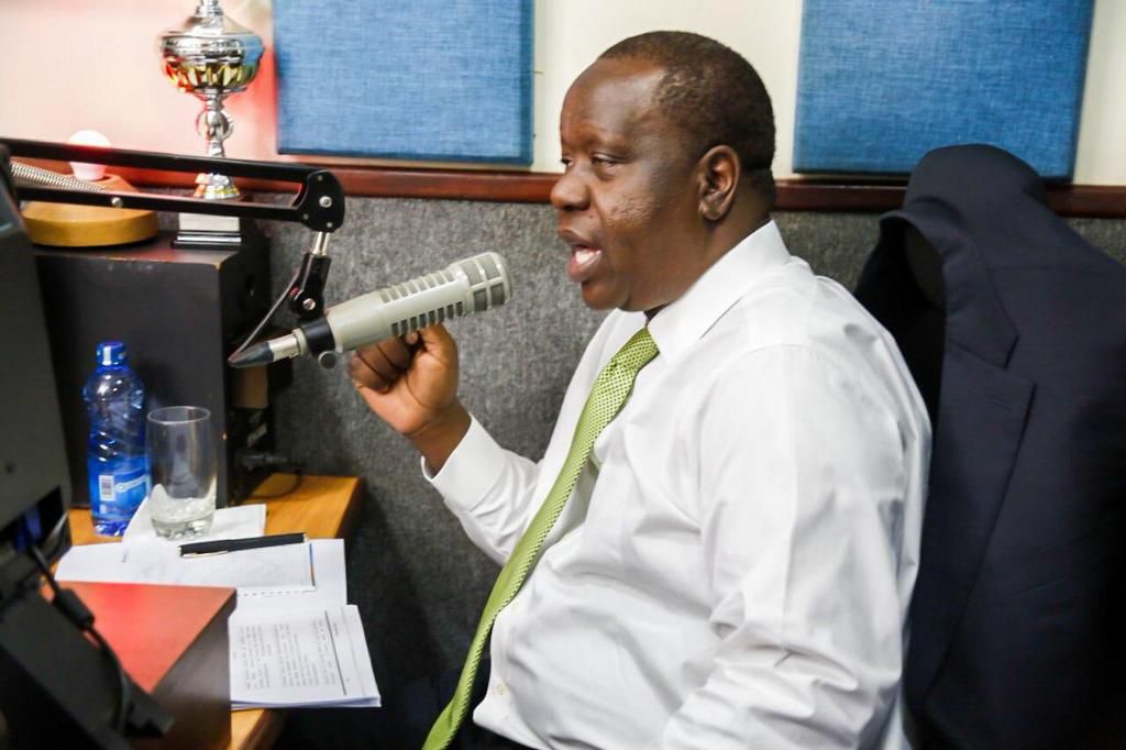 Interior CS Fred Matiang'i during the interview with Kameme (Twitter)