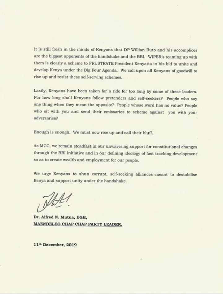 Moses Kuria goes after Alfred Mutua for exposing alleged plot by Kalonzo and Muthama to scuttle handshake