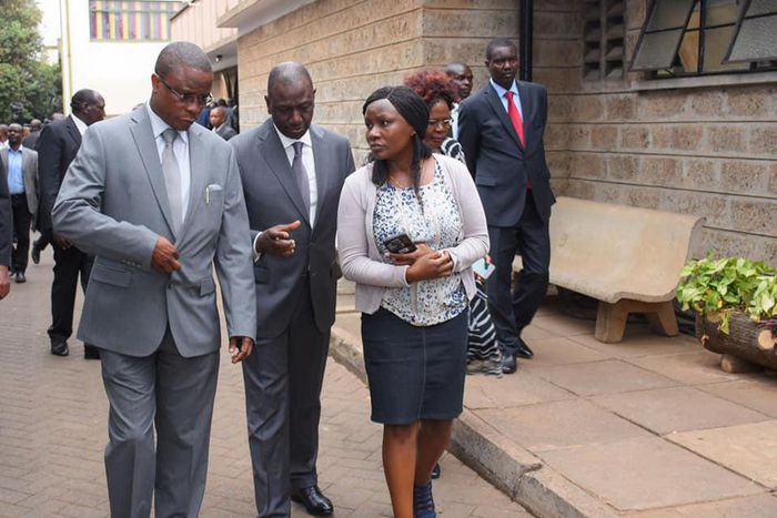 Edwin Abonyo, husband to Dr Joyce Laboso, with DP William Ruto at Lee funeral home