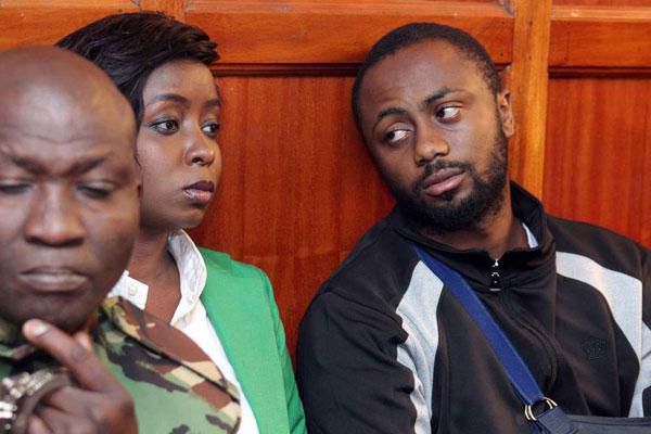 File image of Journalist Jacque Maribe (left) and Joseph Irungu at the Milimani Law Courts
