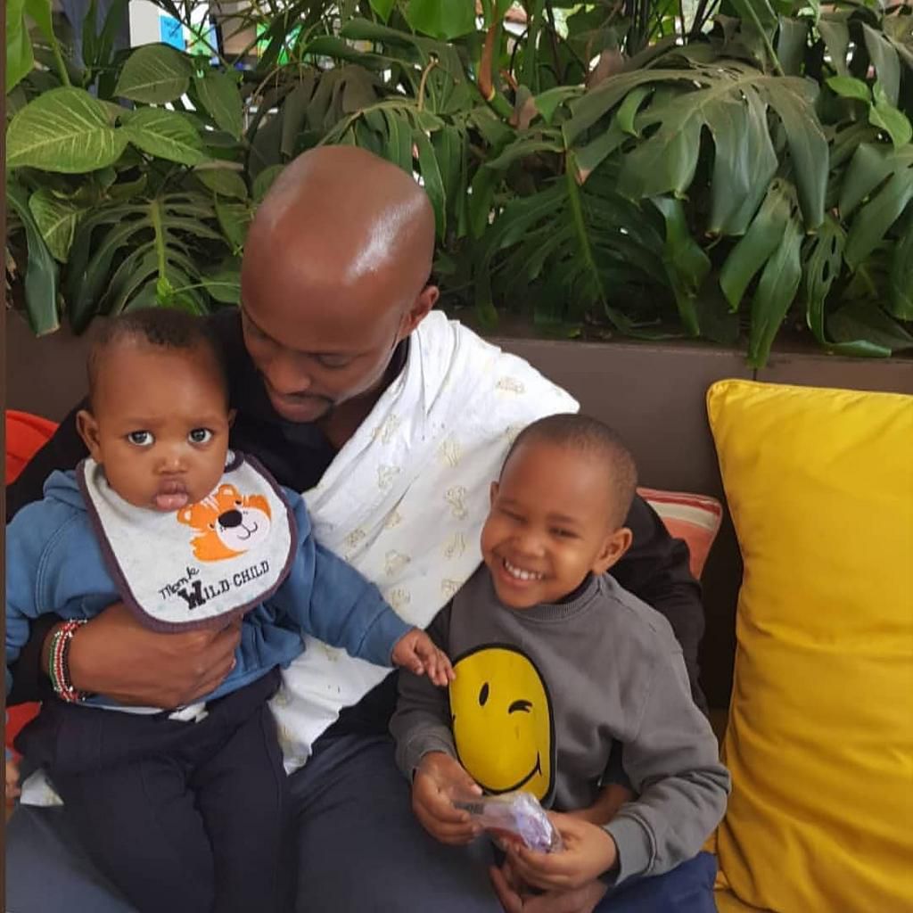 Eddie Ndichu with his two sons Huru and Mali