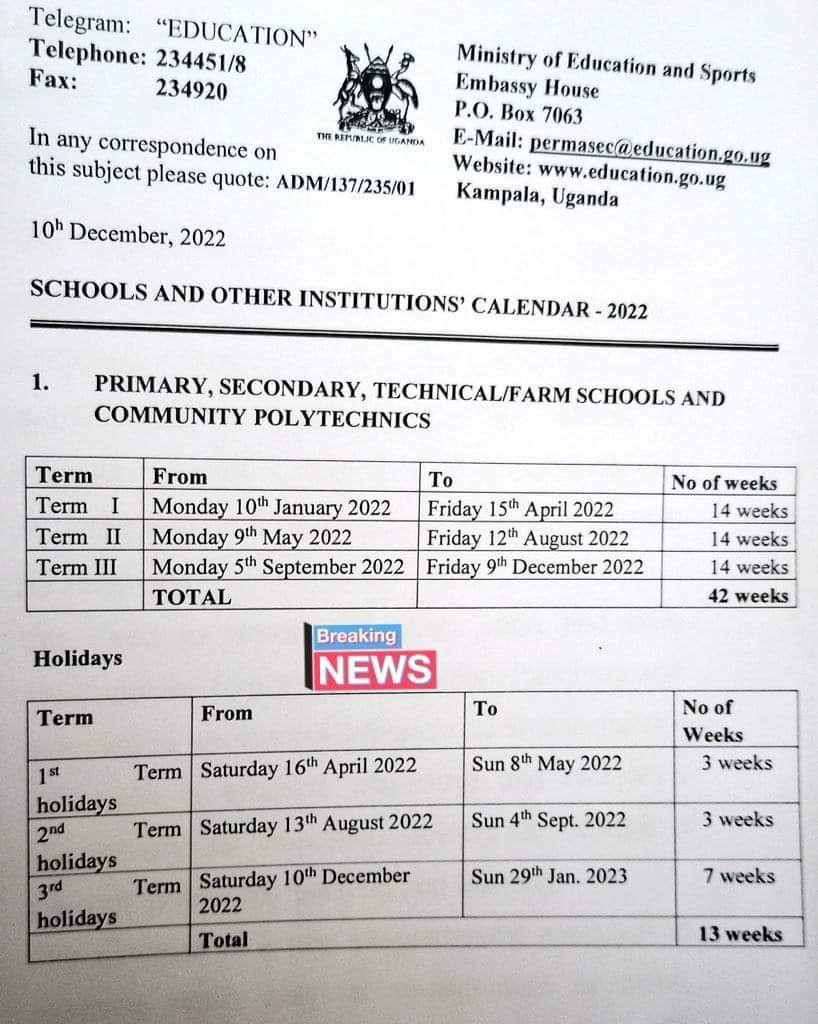Schools Calender