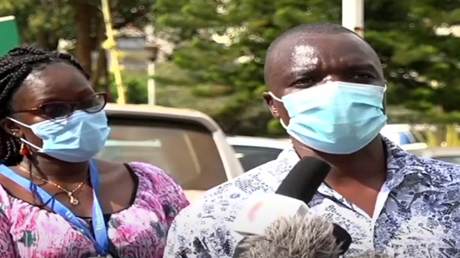 Calvin, a Kibra resident among journalists during the June 5, 2020 Covid-19 presser at Afya House