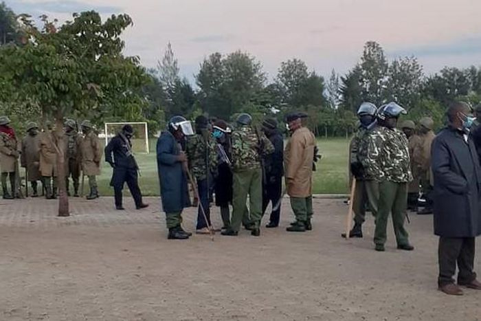 A contingent of police camped outside Kapsaret MP Oscar Sudi's home