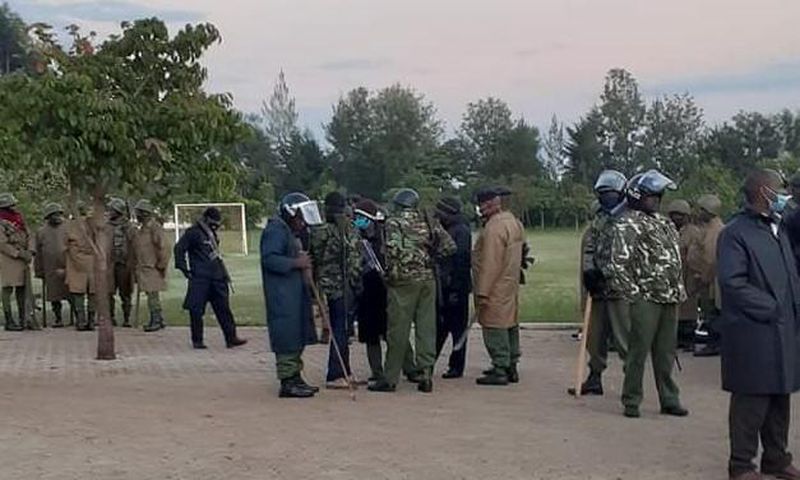 A contingent of police camped outside Kapsaret MP Oscar Sudi's home