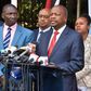Health CS Mutahi Kagwe flanked by other government officials at a recent Covid-19 press conference