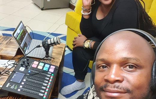 Radio Africa's Kiss 100 presenters Jalang'o and Kamene Goro working from home
