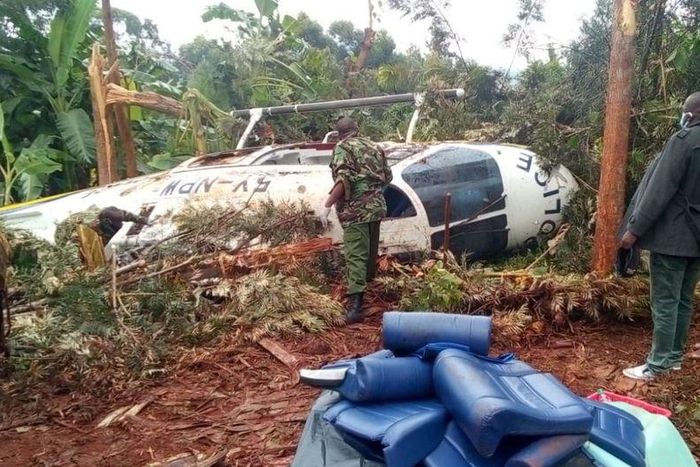 Police Helicopter crash-lands in Meru