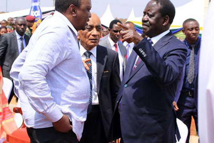 File image of President Uhuru Kenyatta with ODM leader Raila Odinga at a past event
