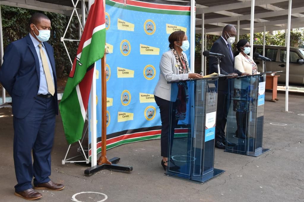 Ministry of Health officials during the September 14, 2020 Covid-19 briefing from Afya House