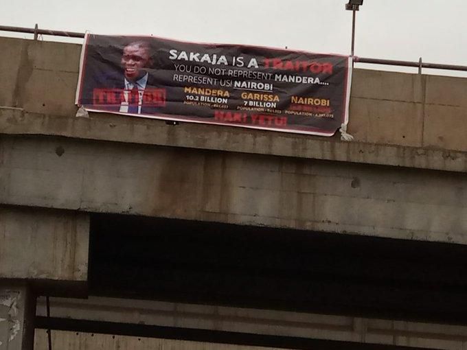 One of the banners across the city accusing Senator Sakaja of being a traitor